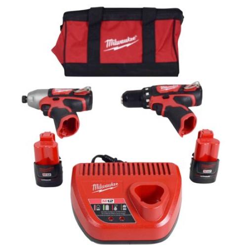 NEW - Milwaukee 12V Lithium-Ion Cordless Drill Driver/Impact Driver Combo Kit