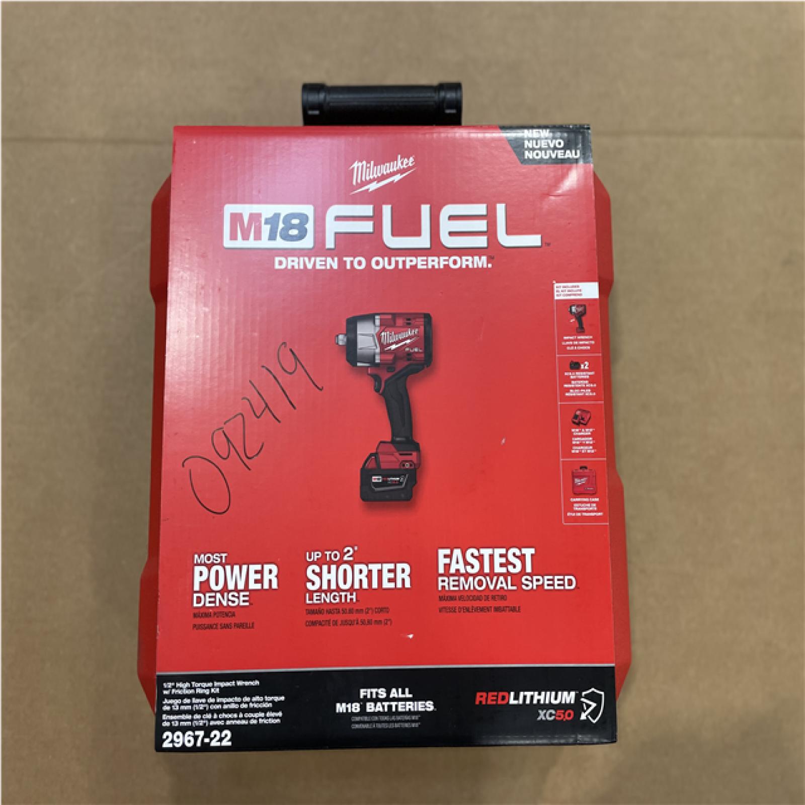 DALLAS LOCATION- MILWAUKEE M18 FUEL 18V Lithium-Ion Brushless Cordless High-Torque 1/2 in. Impact Wrench Kit 5.0 Ah.