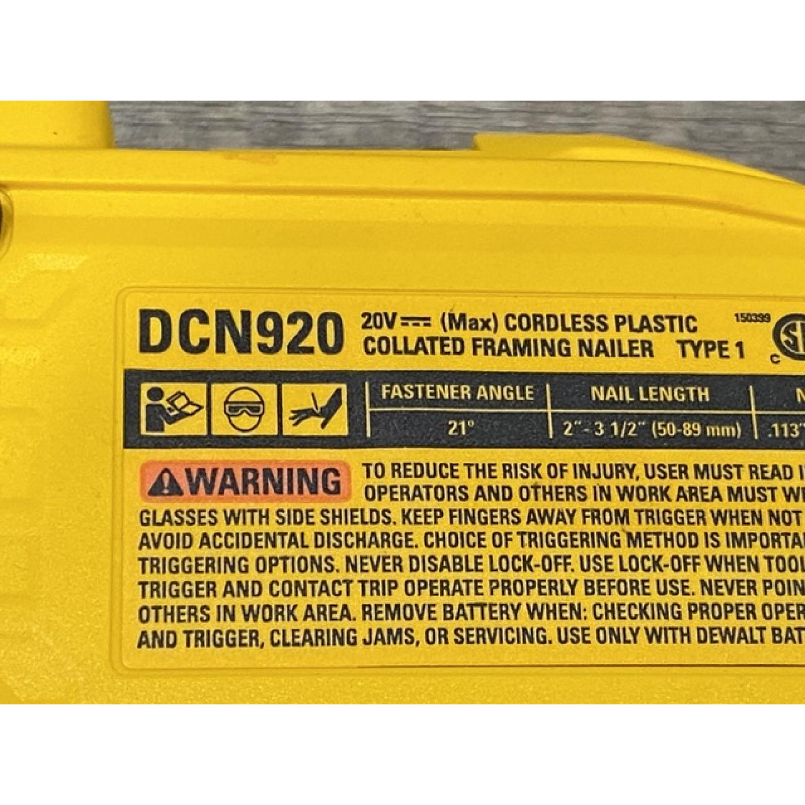 AS-IS DEWALT 20-Volt 21° Cordless Framing Nailer (Tool-Only)