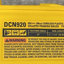 AS-IS DEWALT 20-Volt 21° Cordless Framing Nailer (Tool-Only)