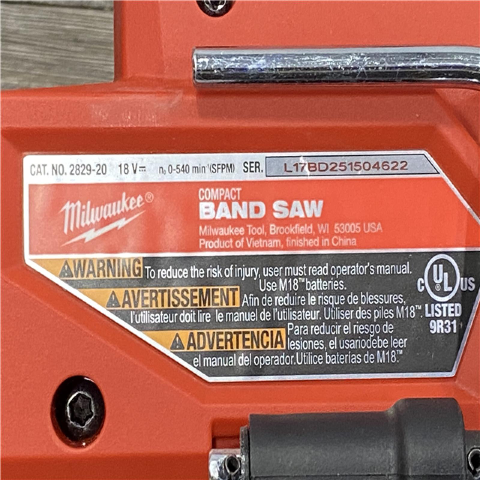 AS-IS Milwaukee FUEL 18V Lithium-Ion Brushless Cordless Compact Bandsaw (Tool-Only)