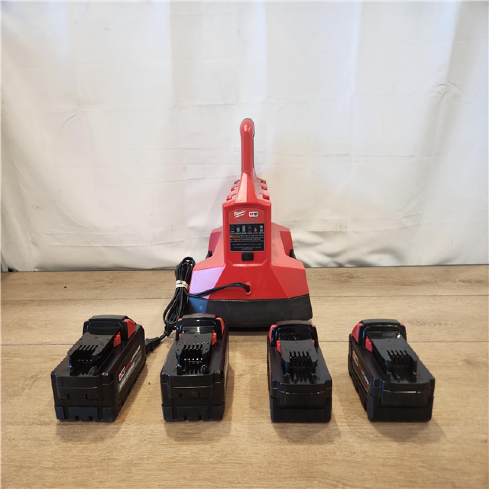 AS-IS- M18 18-Volt Lithium-Ion Battery Pack (2) 5.0Ah and High Output Battery Pack (2) 6.0Ah with PACKOUT 6-Port Rapid Charger