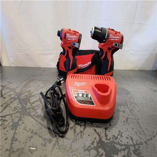 AS-IS- M12 12-Volt Lithium-Ion Brushless Cordless Subcompact Drill and Impact Driver Combo Kit W/2 Batteries and Bag (2-Tool)