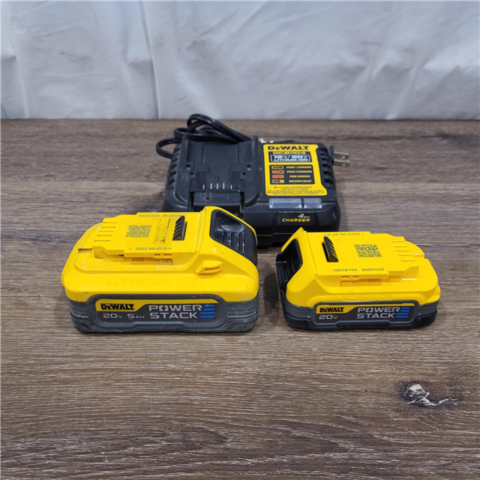 AS-IS DeWalt 20V MAX POWERSTACK DCBP315-2C Lithium-Ion 1.7Ah and 5Ah Battery and Charger Starter Kit 3 Pc