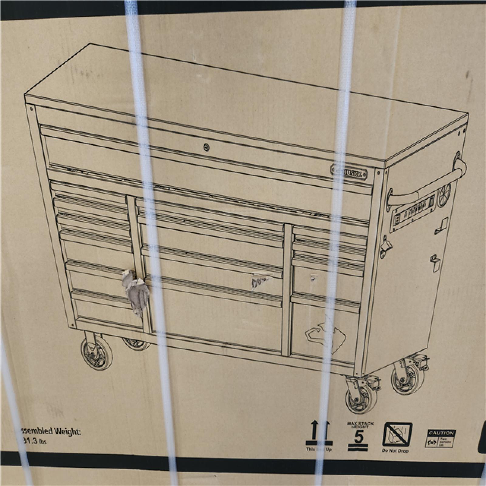 Phoenix NEW Husky Heavy Duty 61 in. W x 23 in. D 15-Drawer Matte Gray Mobile Workbench Cabinet with Solid Wood Top