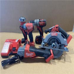 AS-IS MILWAUKEE M18 18-Volt Lithium-Ion Brushless Cordless FUEL Combo Kit (5-Tool) with 2-Batteries  1-Charger  and Tool Bag