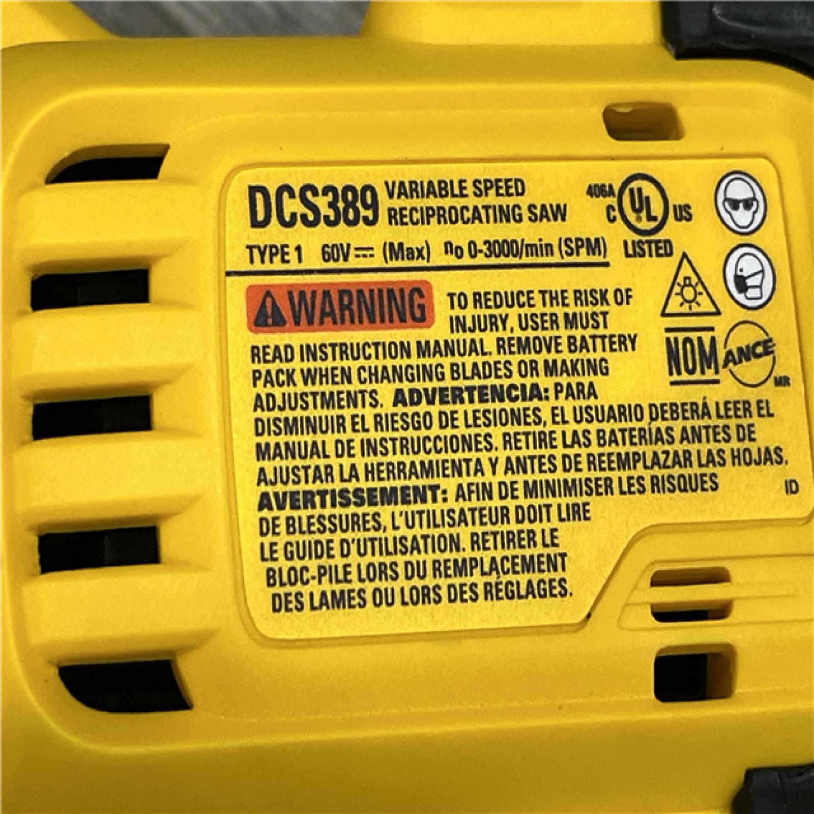 AS-IS DEWALT FLEXVOLT 60V MAX Cordless Brushless Reciprocating Saw (Tool Only)