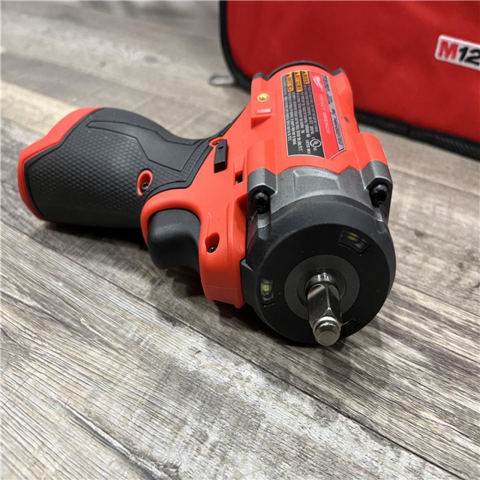 AS-IS Milwaukee FUEL 12V Li-Ion Brushless Cordless Stubby 3/8 in. Impact Wrench Kit