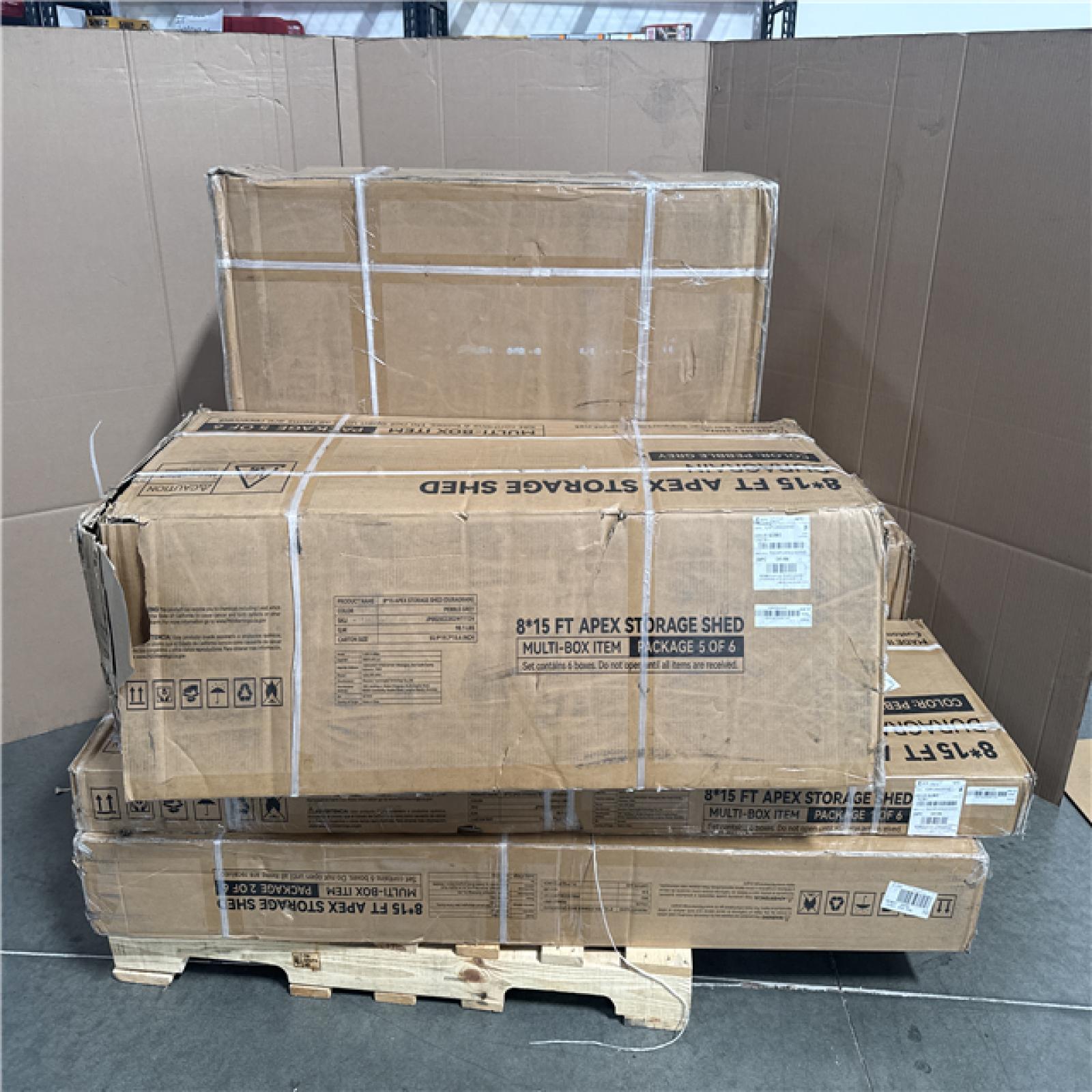 CALIFORNIA AS IS 8x15 APEX STORAGE SHED 6 OF 6 BOXES