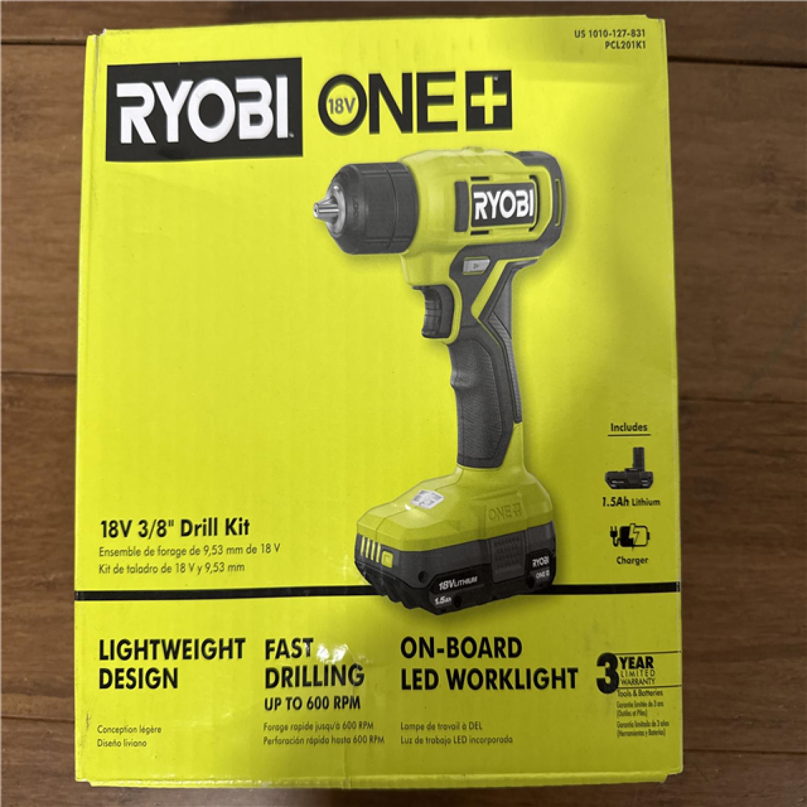 California NEW/Sealed Box Ryobi One+ 18V 3/8 Drill Kit, includes (1) Battery & Charger