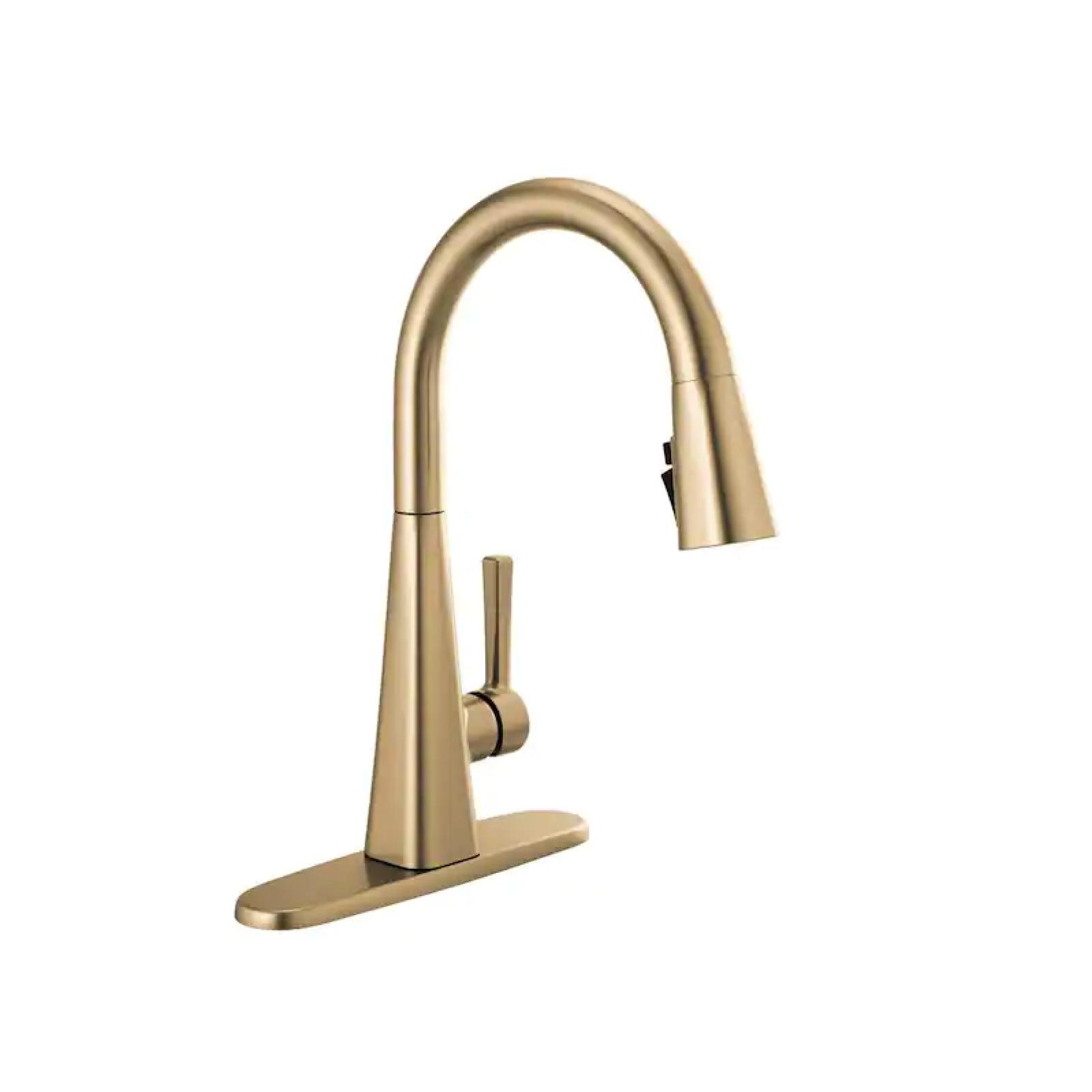 NEW! - Lenta Gold Single-Handle Pull-Down Sprayer Kitchen Faucet with ShieldSpray Technology in Champagne Bronze -(3 UNITS)