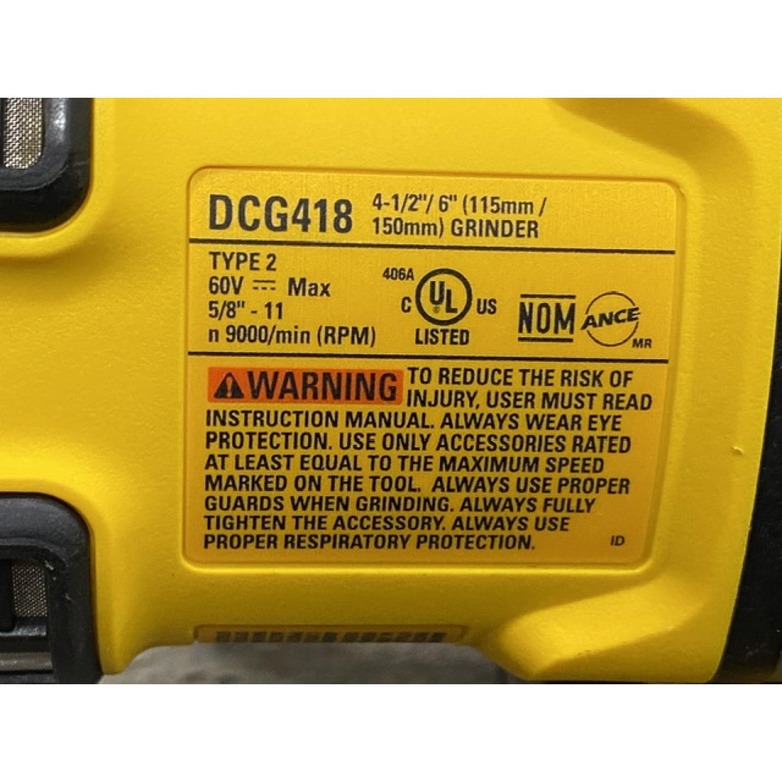 AS-IS DEWALT FLEXVOLT 60V MAX Cordless Brushless 4.5 in. to 6 in. Small Angle Grinder with Kickback Brake (Tool Only)