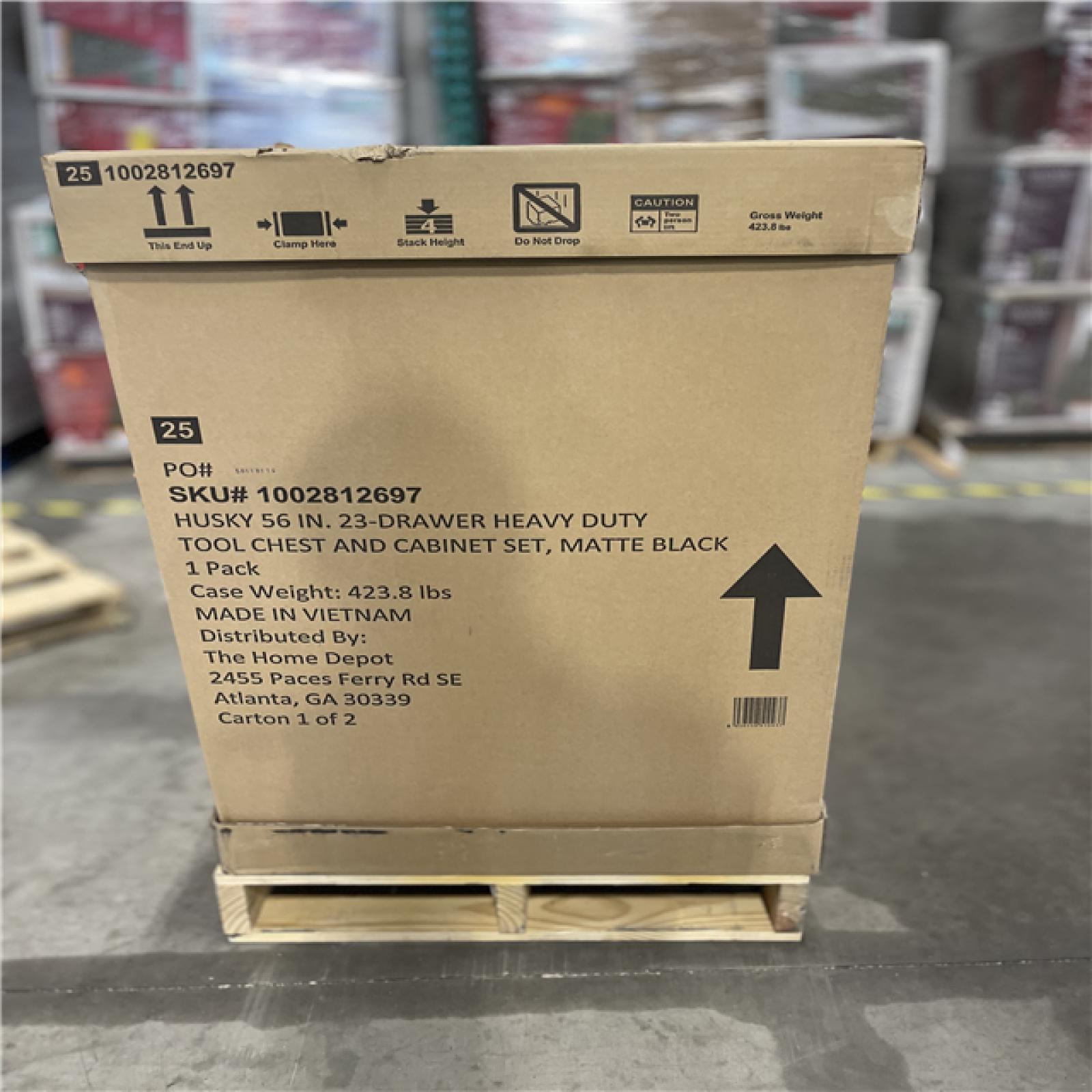 DALLAS LOCATION - HUSKY 56IN 23 DRAWER HEAVY DUTY WORKBENCH -MATTE BLACK