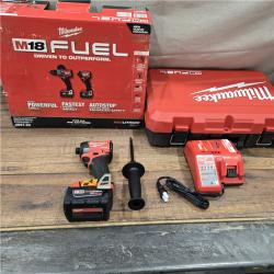 AS-IS MILWAUKEE FUEL 18V Lithium-Ion Brushless Cordless Hammer Drill and Impact Driver Combo Kit (2-Tool) with 2 Batteries