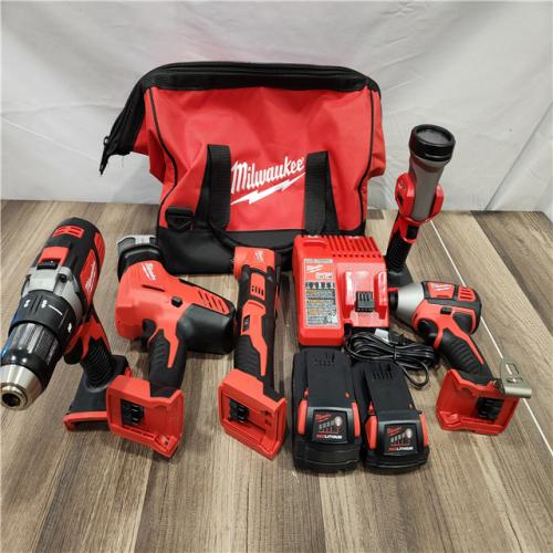 AS-IS - Milwaukee M18 18V Lithium-Ion Cordless Combo Kit (5-Tool) with (2) Batteries, Charger and Tool Bag