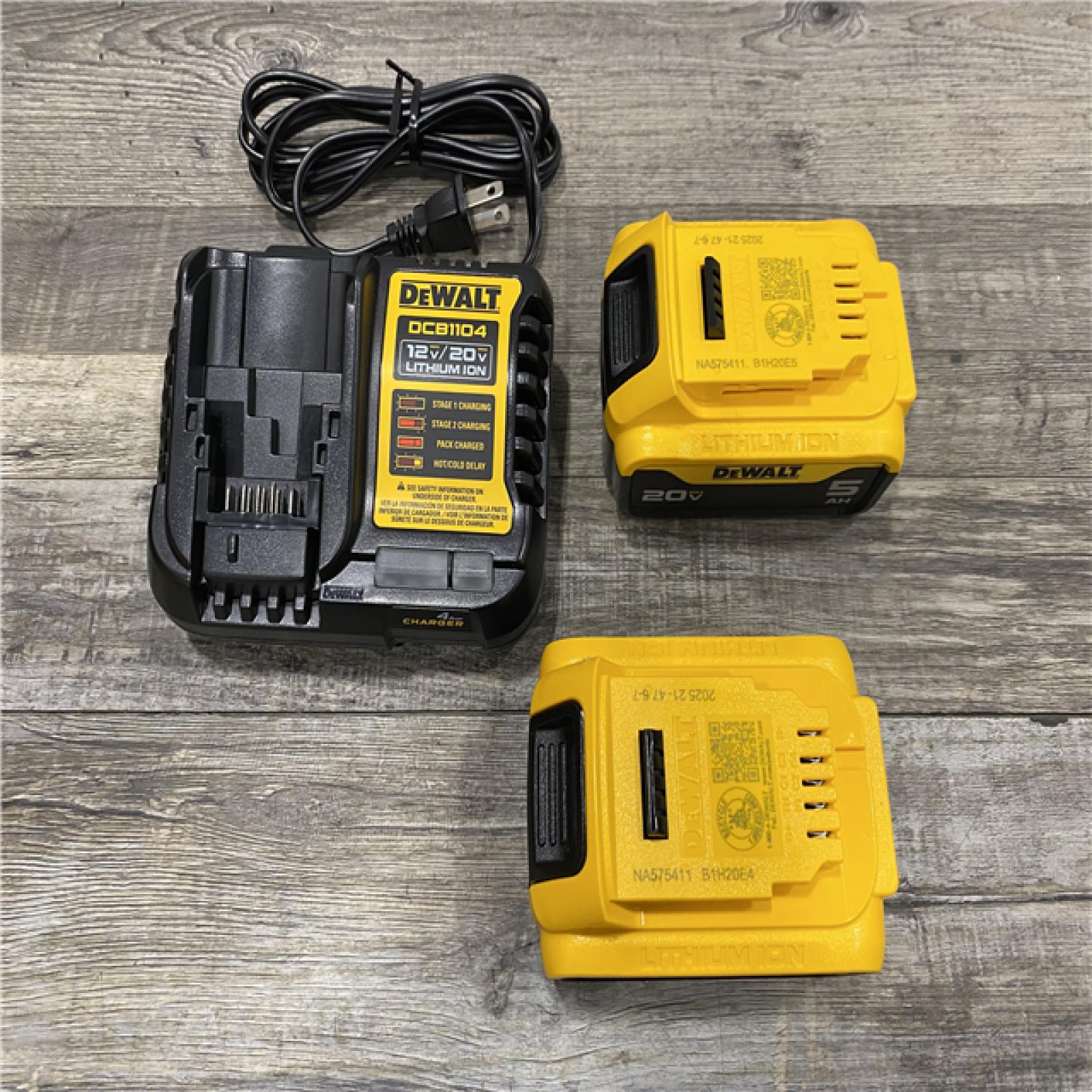 AS-IS DEWALT 20V MAX Lithium-Ion Battery Starter Kit with 5.0 Ah Batteries (2-Pack) and Charger