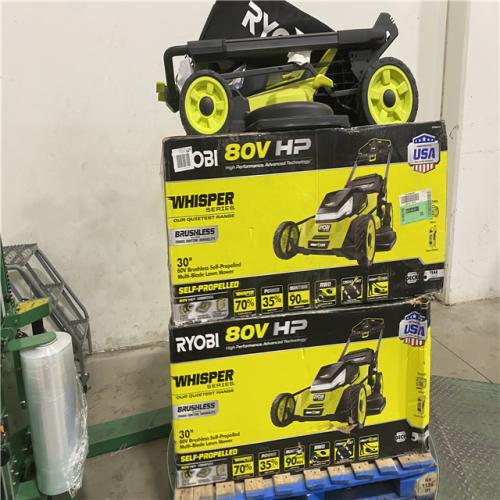 Dallas Location - As-Is RYOBI 80V HP Brushless Battery Cordless Electric 30 in. Multi-Blade Lawn Mower(Lot Of 3)