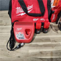 HOUSTON LOCATION - AS-IS (APPEARS LIKE NEW) M12 FUEL 12-Volt Li-Ion Brushless Cordless Hammer Drill Combo Kit, Reciprocating Saw, Flood Light W/2 Batteries (3-Tool)