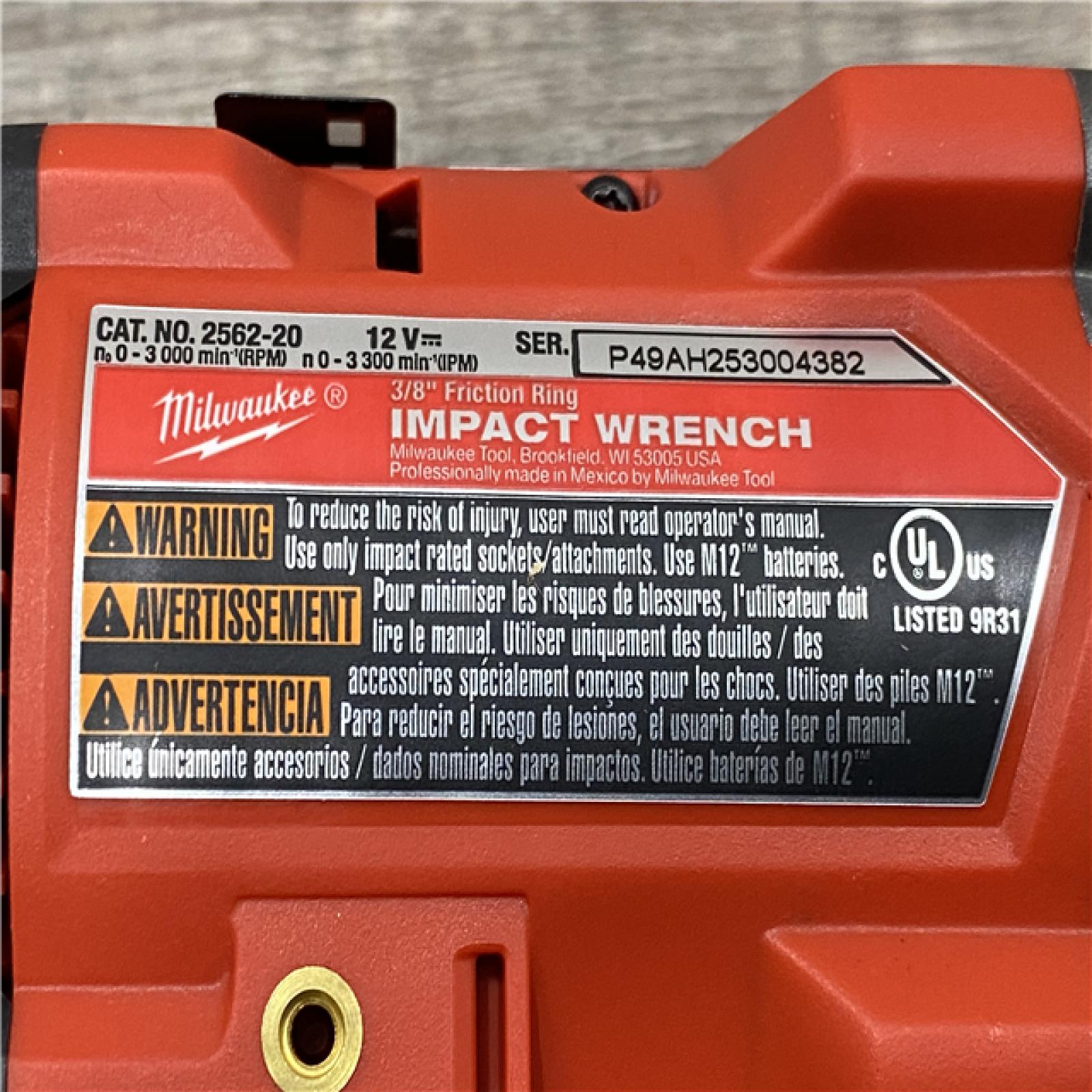 AS-IS Milwaukee FUEL 12V Li-Ion Brushless Cordless Stubby 3/8 in. Impact Wrench Kit