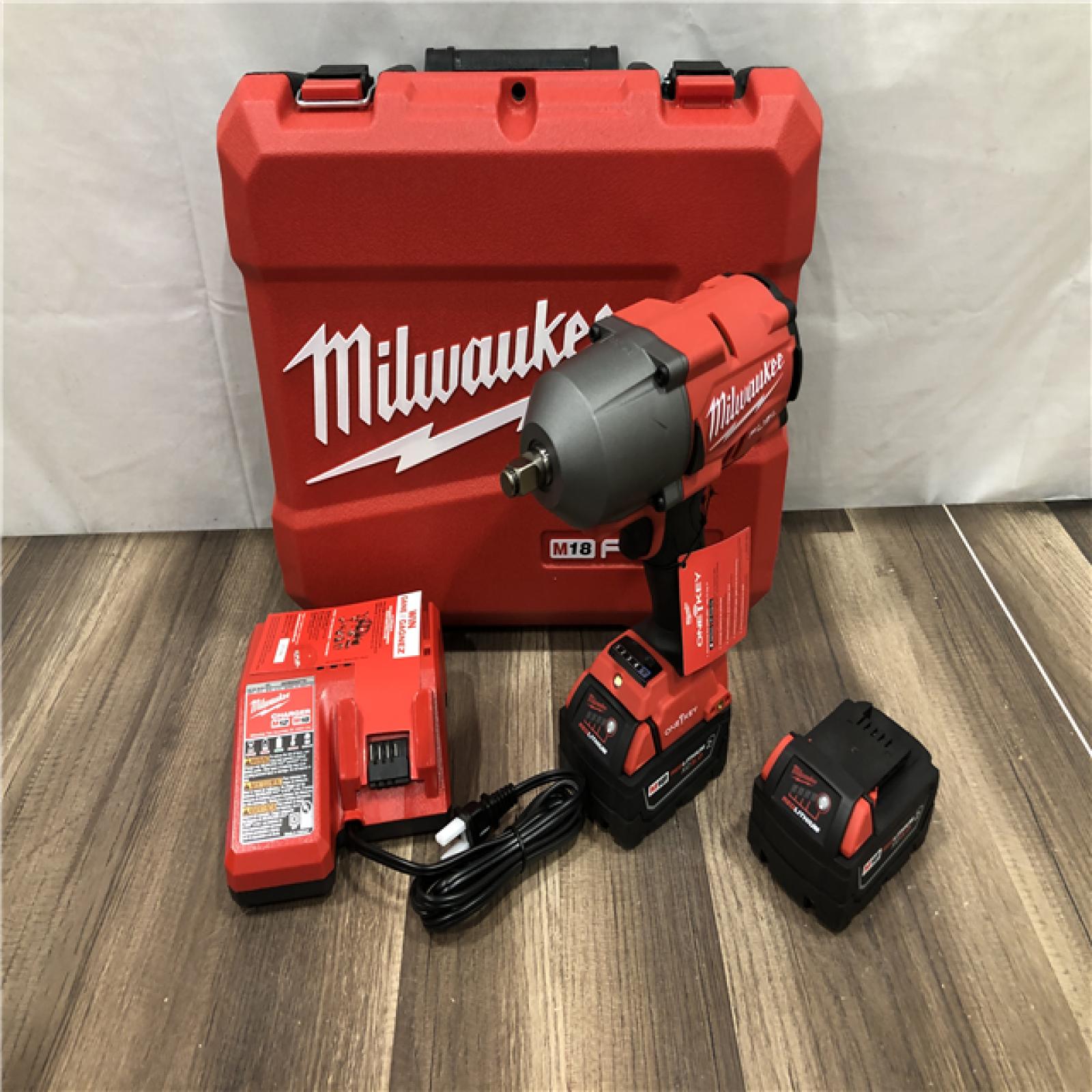 AS-IS Milwaukee FUEL ONE-KEY 18V Li-Ion Brushless Cordless 1/2 in. High-Torque Impact Wrench with Friction Ring  Resistant Batteries