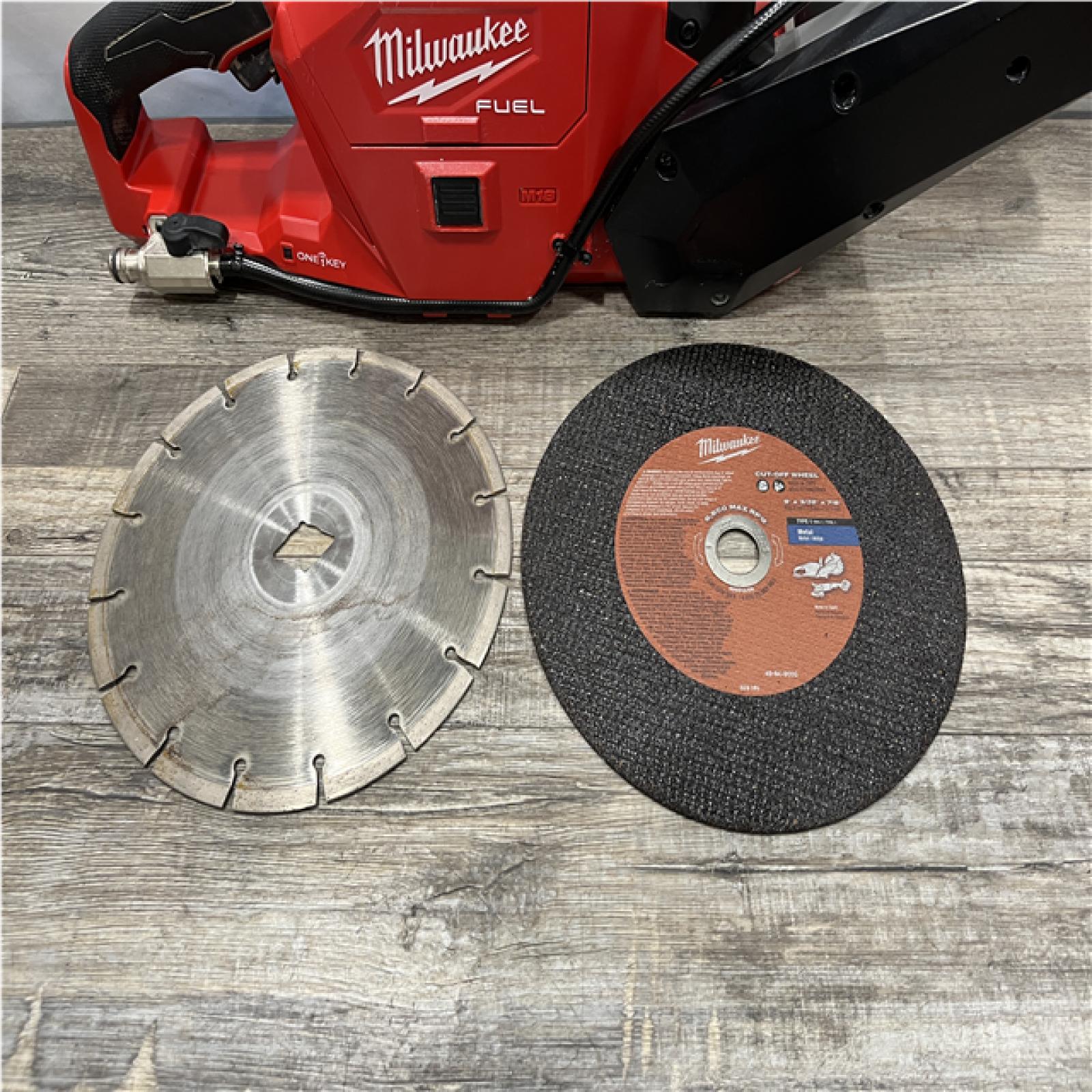 AS-IS Milwaukee FUEL ONE-KEY 18V Lithium-Ion Brushless Cordless 9 in. Cut Off Saw (Tool-Only)