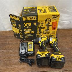 AS-IS DEWALT 20V MAX XR Hammer Drill and ATOMIC Impact Driver 2 Tool Cordless Combo Kit with (2) 4.0Ah Batteries, Charger, and Bag