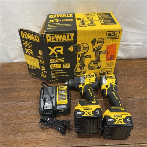 AS-IS DEWALT 20V MAX XR Hammer Drill and ATOMIC Impact Driver 2 Tool Cordless Combo Kit with (2) 4.0Ah Batteries, Charger, and Bag