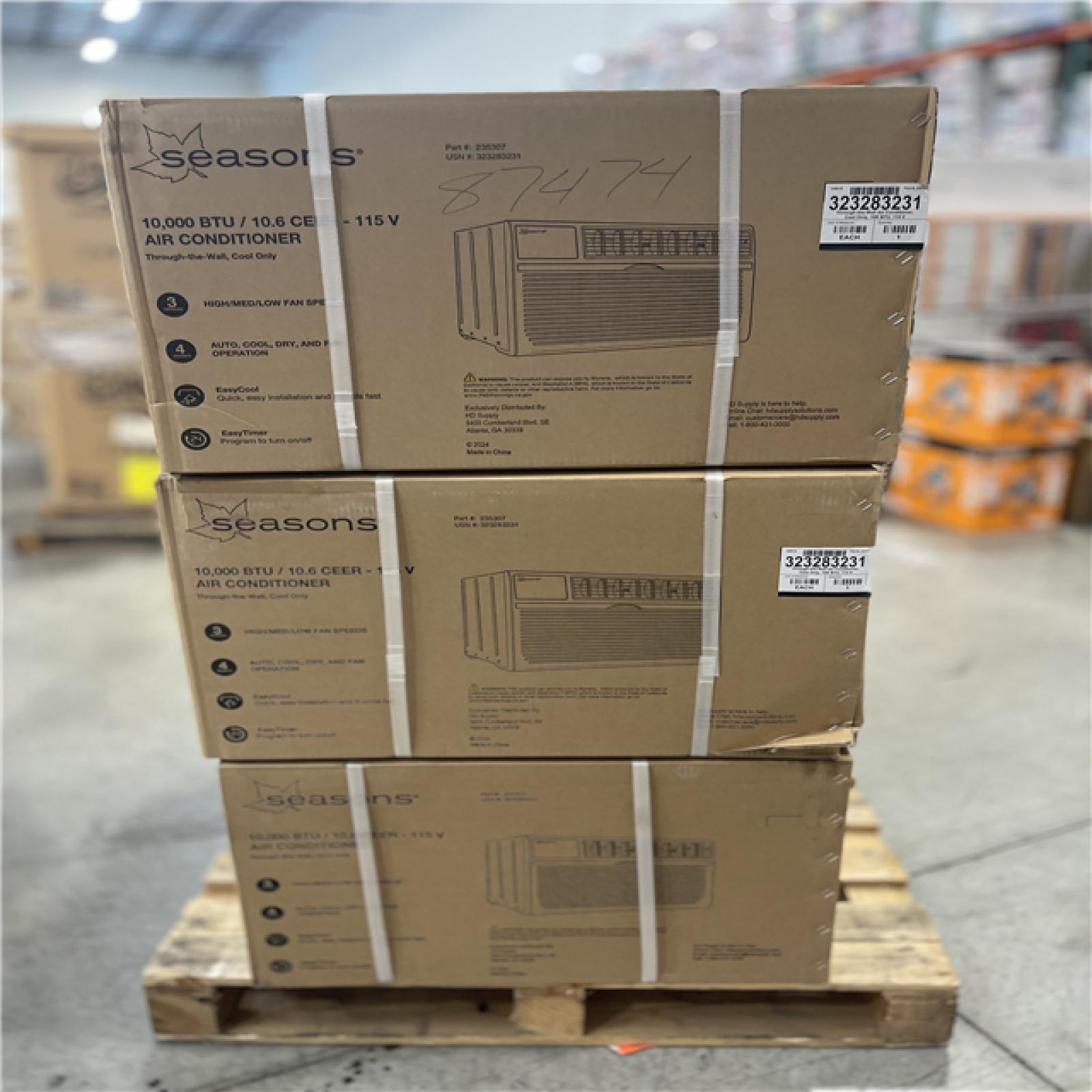 DALLAS LOCATION- SEASONS 10000 BTU 115V AIR CONDITIONING UNIT PALLET (6 UNITS)
