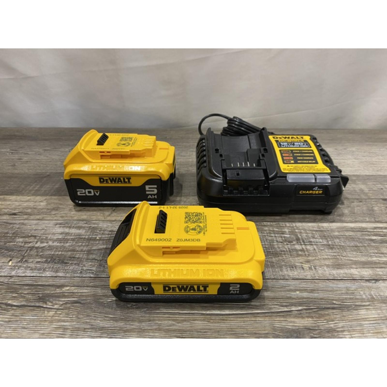 AS-IS DEWALT 20V MAX Lithium-Ion Battery Kit with 5.0Ah and 2.0Ah Battery and Charger