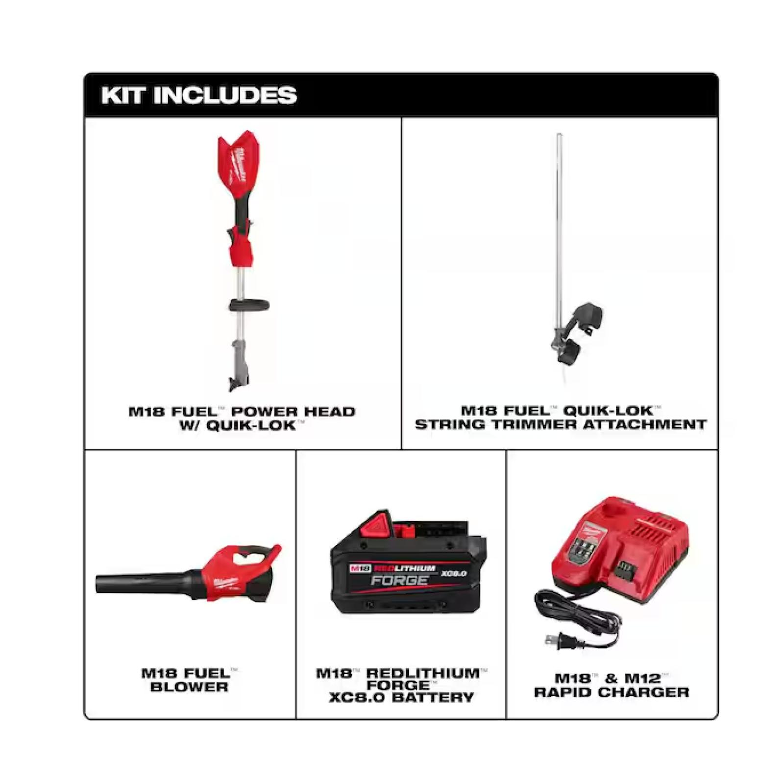 NEW! - Milwaukee M18 FUEL 18-Volt 16 in. Brushless Cordless Electric QUIK-LOK String Trimmer/Blower Combo Kit w/8.0 Battery (2-Tool)