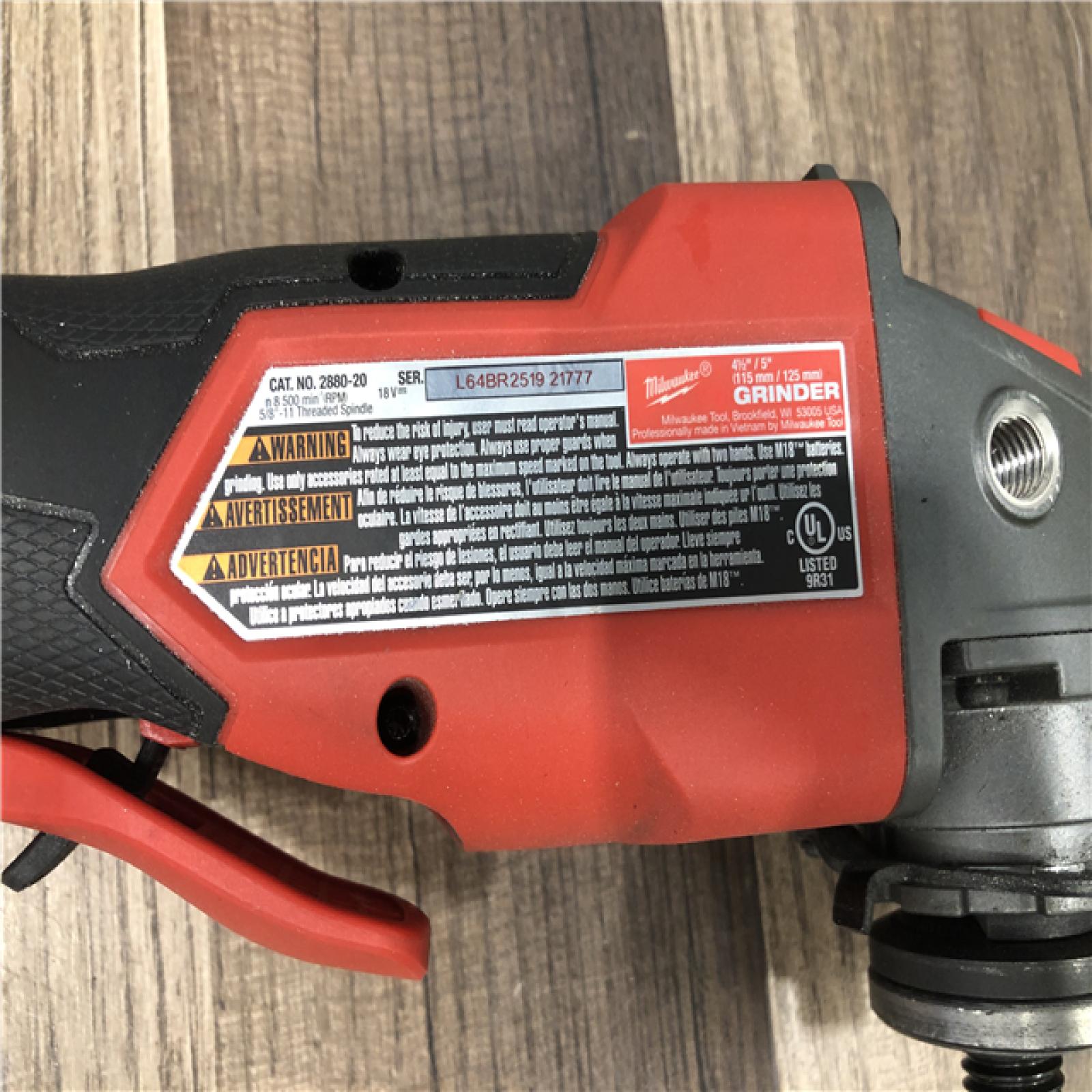 AS-IS Milwaukee FUEL 18V Lithium-Ion Brushless Cordless 4-1/2 in./5 in. Grinder w/Paddle Switch (Tool-Only)