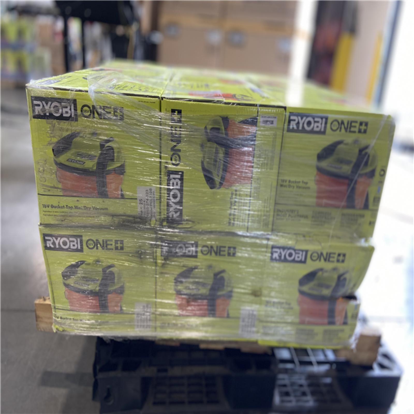 DALLAS LOCATION - RYOBI ONE+ 18V Cordless 5 Gal. Bucket Top Wet/Dry Vacuum (Tool Only) with 1/4 in. Hose and Crevice Tool (19 UNITS)