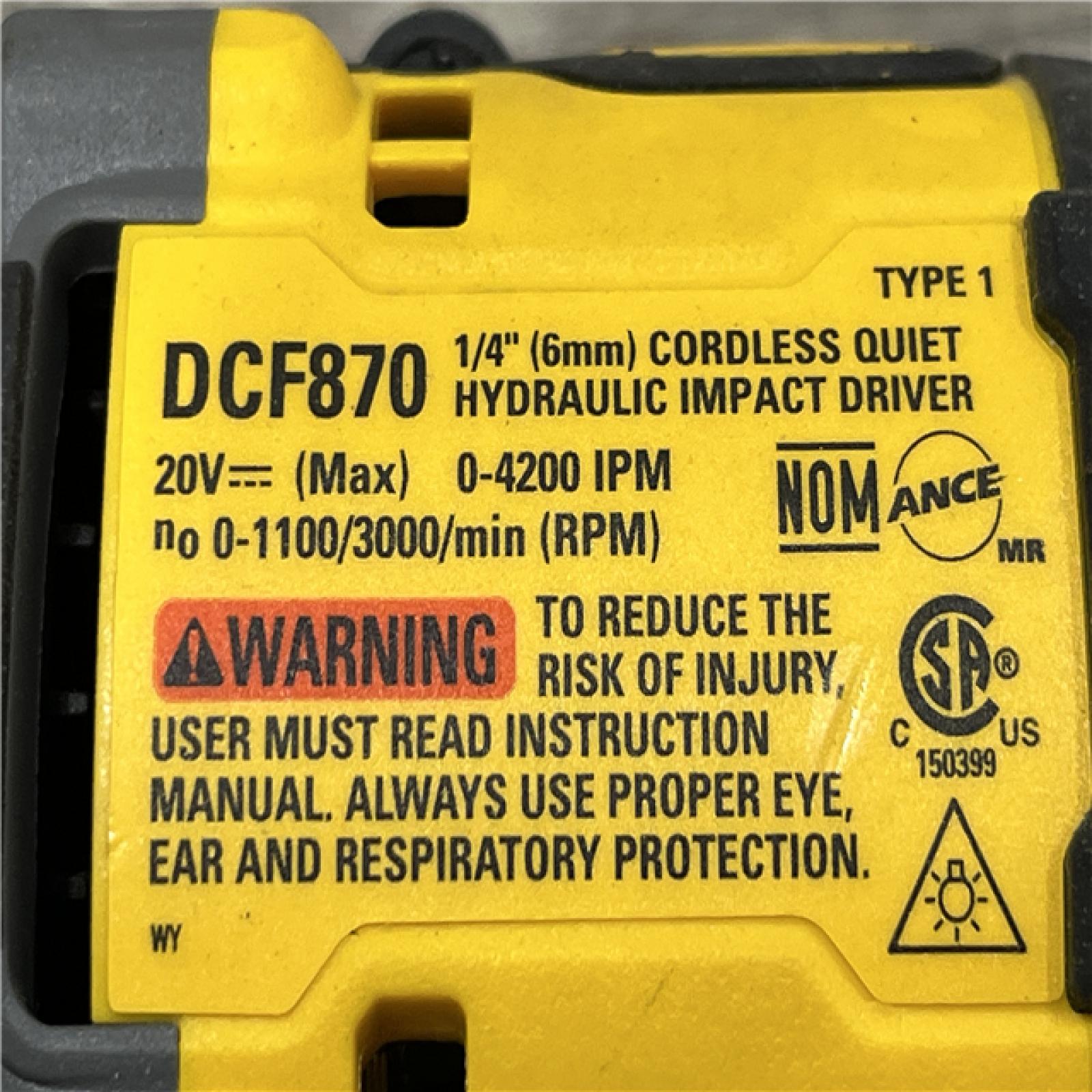 AS-IS DEWALT 20V XR Brushless Cordless 1/4 in. Quiet Hydraulic Impact Driver (Tool-Only)