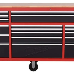 DALLAS LOCATION- MILWAUKEE 72 in. W x 22.1 in. D 18-Drawer Mobile Workbench Cabinet W/ WoodTop