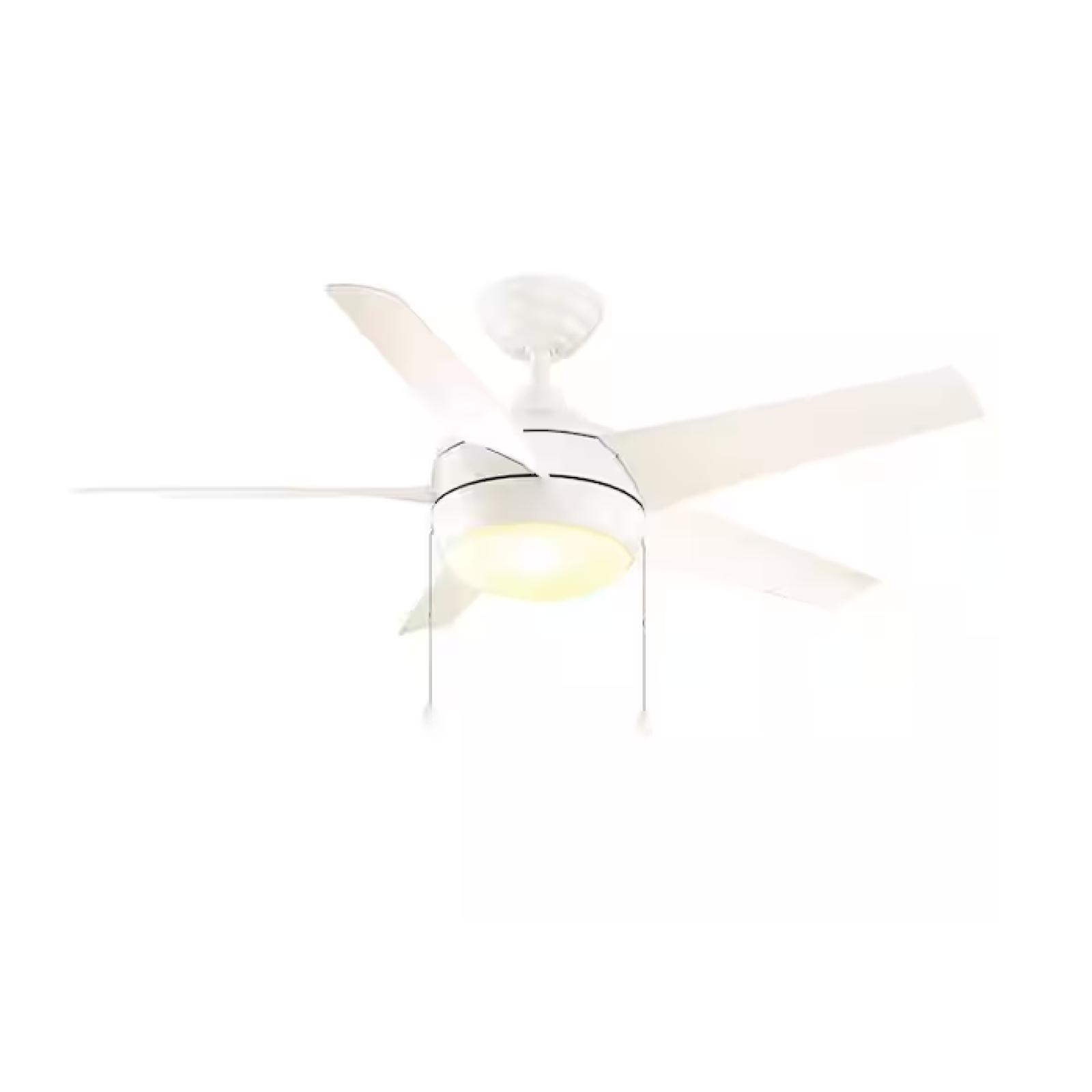 DALLAS LOCATION - Home Decorators Collection Windward 44 in. LED Indoor Matte White Ceiling Fan with Light KiT (43 UNITS)