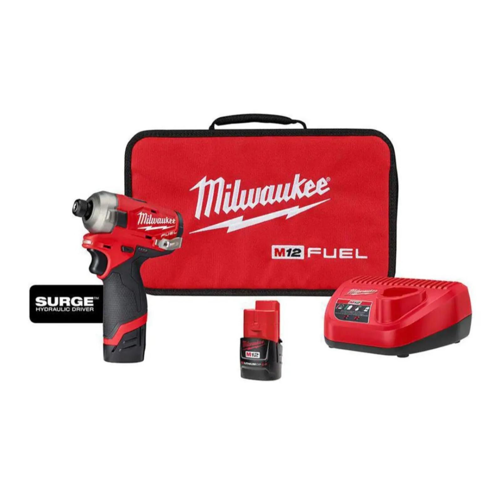NEW - Milwaukee M12 FUEL SURGE 12V Lithium-Ion Brushless Cordless 1/4 in. Hex Impact Driver Compact Kit