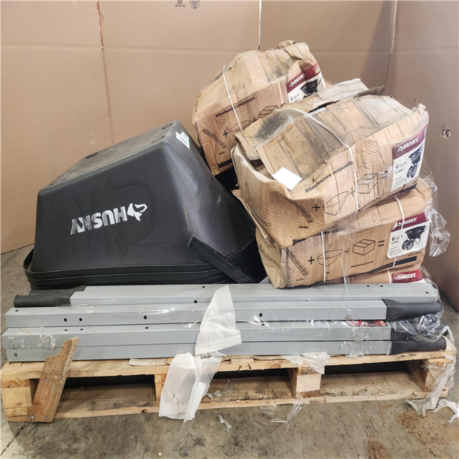 Phoenix Husky 6 cu. ft. Dual-Wheel  Poly Wheelbarrow with 8 in. Flat-Free Tires Pallet (8-Wheelbarrows)