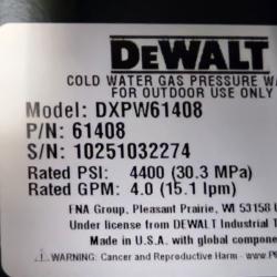 Phoenix NEW DEWALT 4400 PSI 4.0 GPM Cold Water Gas Pressure Washer
