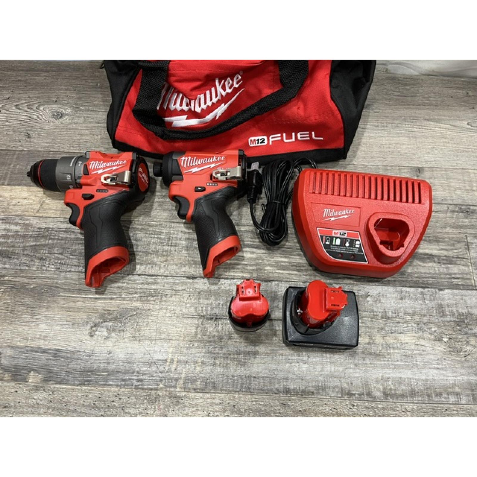 AS-IS Milwaukee FUEL 12-Volt Lithium-Ion Brushless Cordless Hammer Drill and Impact Driver Combo Kit
