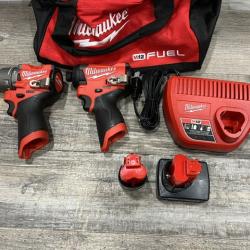 AS-IS Milwaukee FUEL 12-Volt Lithium-Ion Brushless Cordless Hammer Drill and Impact Driver Combo Kit