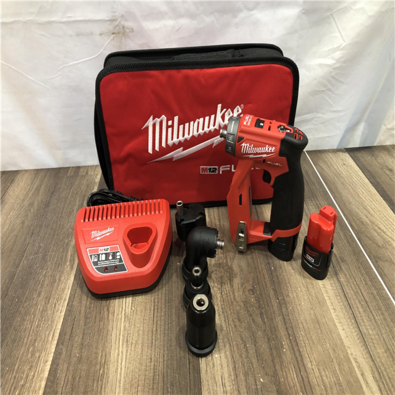 AS-IS Milwaukee FUEL 12V Lithium-Ion Brushless Cordless 4-in-1 Installation 3/8 in. Drill Driver Kit