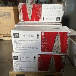 DALLAS LOCATION - Home Accents Holiday 7.5 ft. Festive Mixed Pine Flocked LED Pre-Lit Artificial Christmas Tree T12 - Retail $903