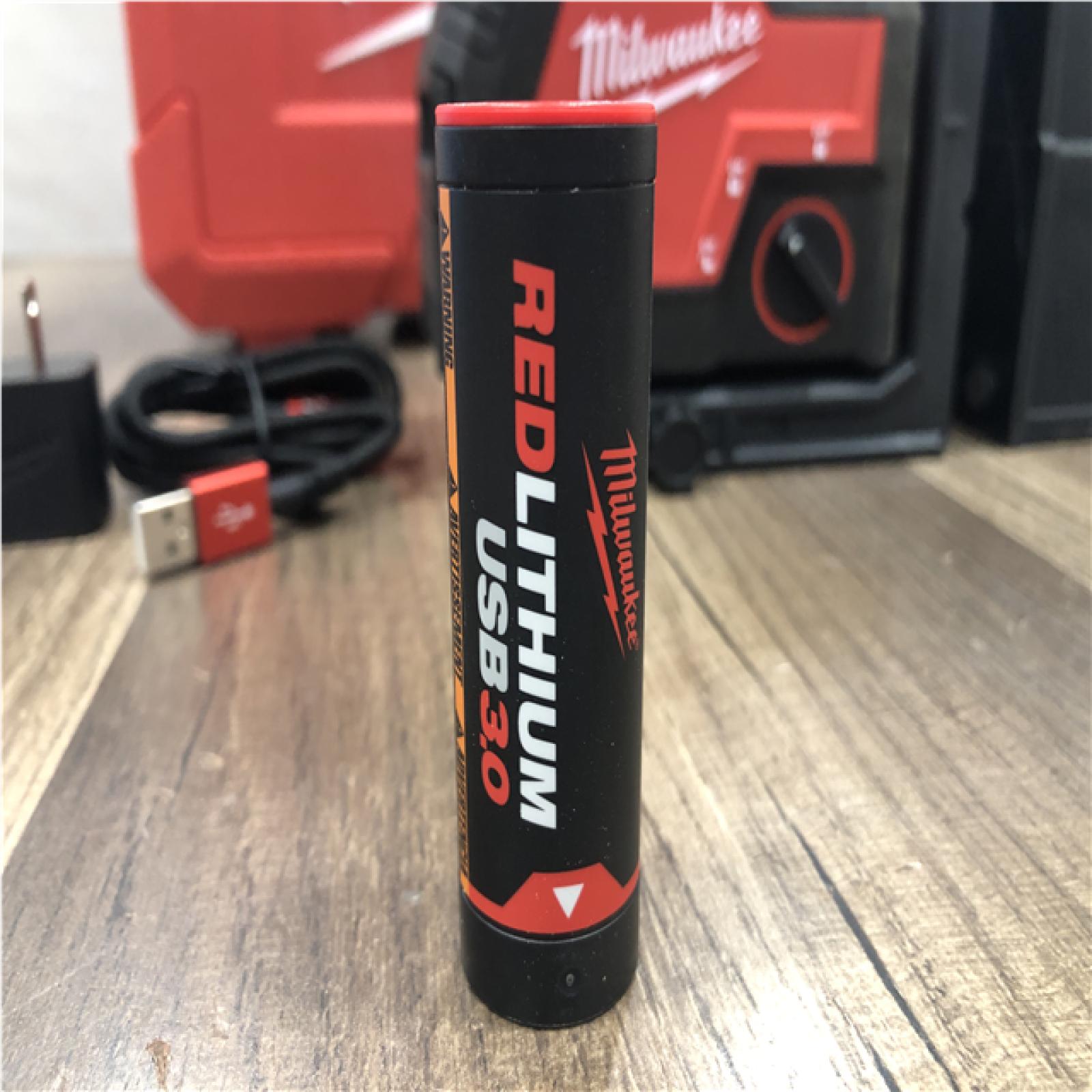 AS-IS Milwaukee Green 100 ft. Cross Line and Plumb Points Rechargeable Laser Level with REDLITHIUM Lithium-Ion