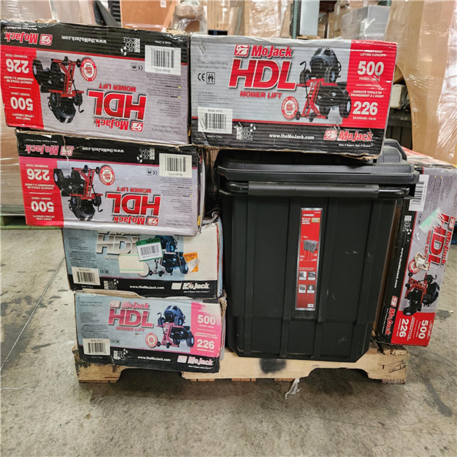 Phoenix Location MoJack HDL 500 Lawn Mower Lift and Huskey 50 Gallon Mobile Job Box (7 Boxes)