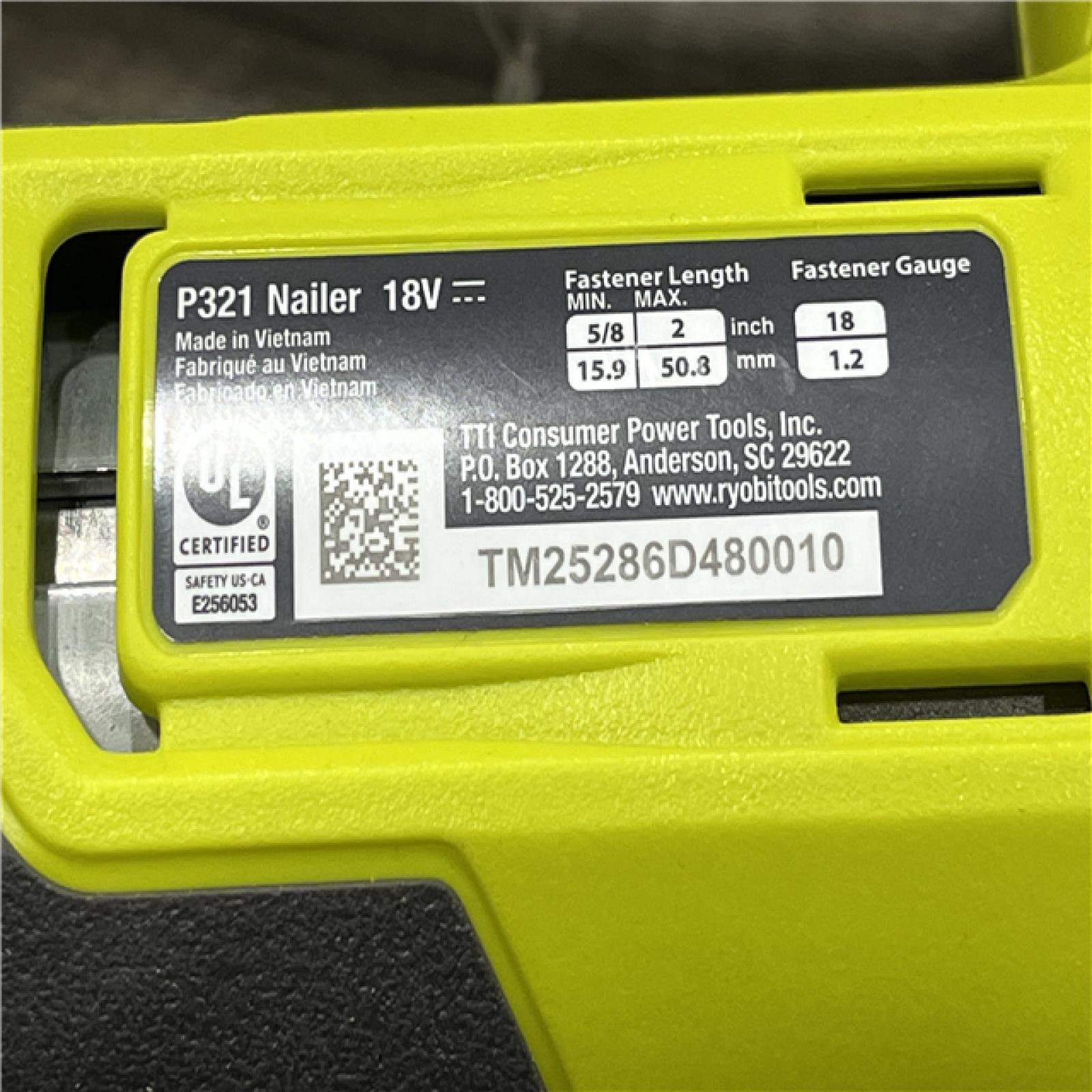 AS-IS RYOBI ONE+ 18V 18-Gauge Cordless AirStrike Brad Nailer (Tool Only)