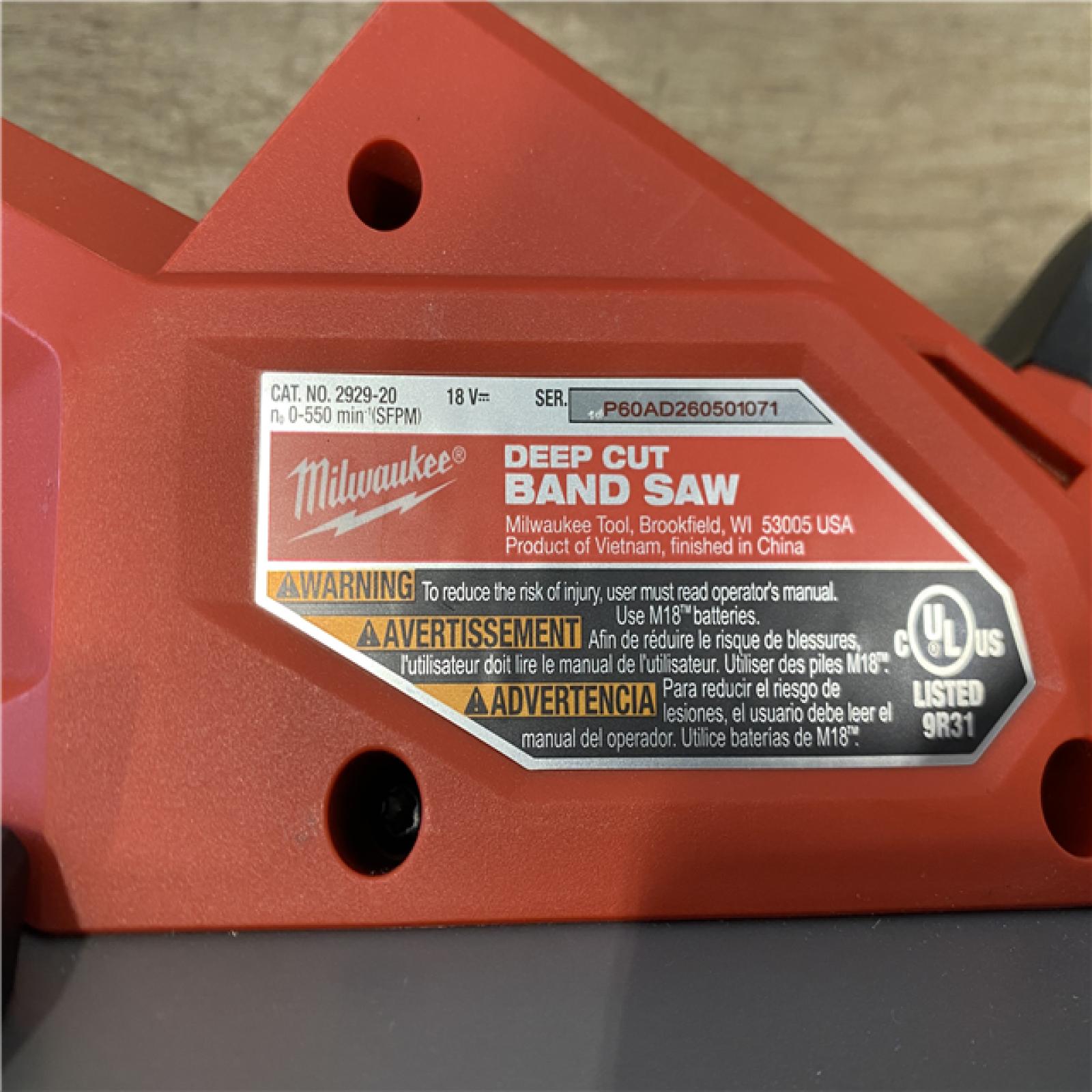 AS-IS Milwaukee FUEL 18V Lithium-Ion Brushless Cordless Deep Cut Band Saw (Tool-Only)