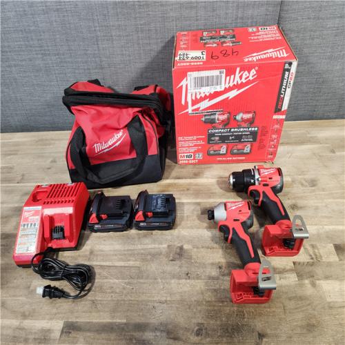 HOUSTON LOCATION - AS-IS M18 18V Lithium-Ion Brushless Cordless Compact Drill/Impact Combo Kit (2-Tool) W/(2) 2.0 Ah Batteries, Charger & Bag