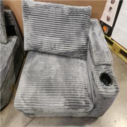 Phoenix AS-IS 104in square Arm Corduroy Sofa in Gray with Arm Chair