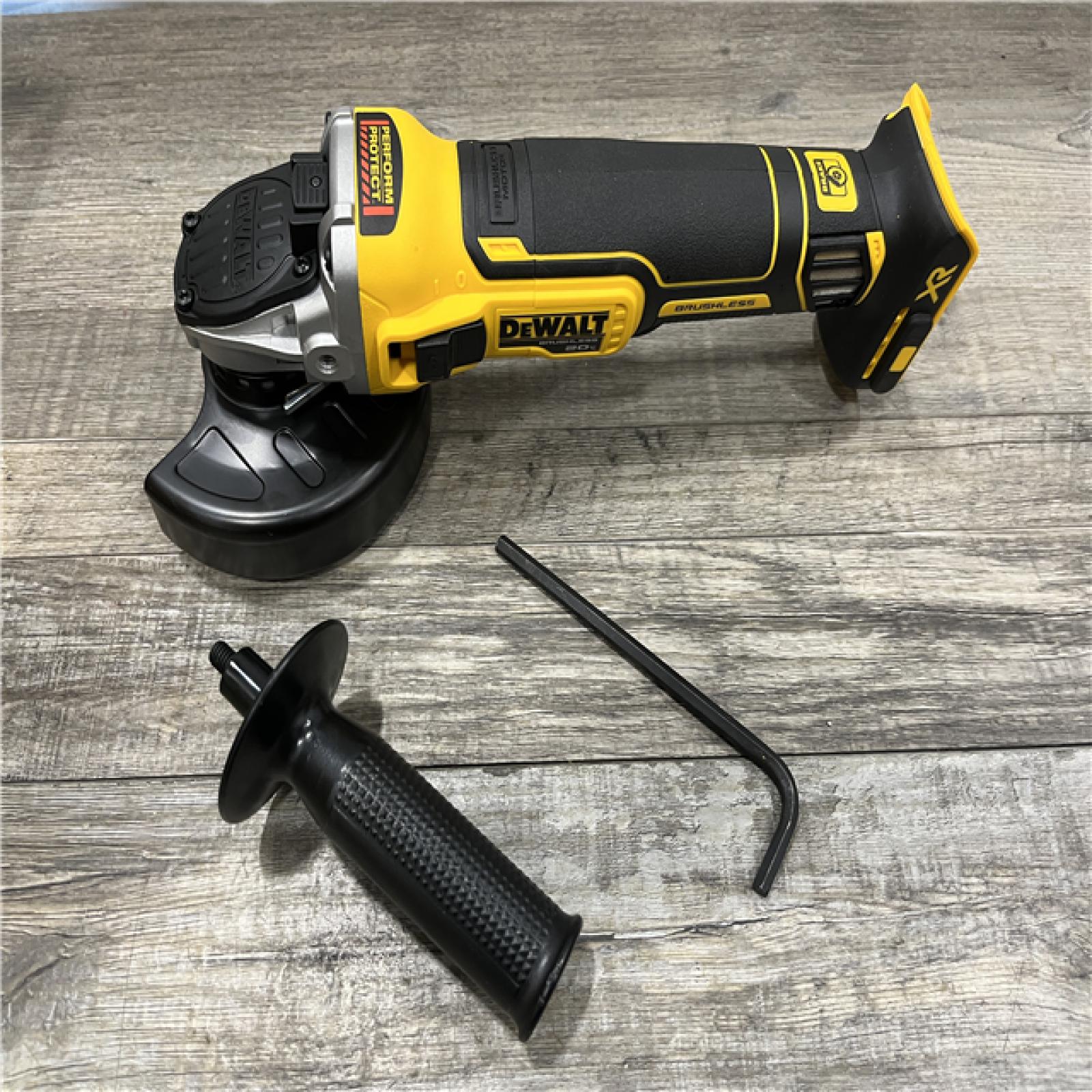 AS-IS DEWALT 20V MAX XR Cordless Brushless 4.5 in. Slide Switch Small Angle Grinder with Kickback Brake (Tool Only)
