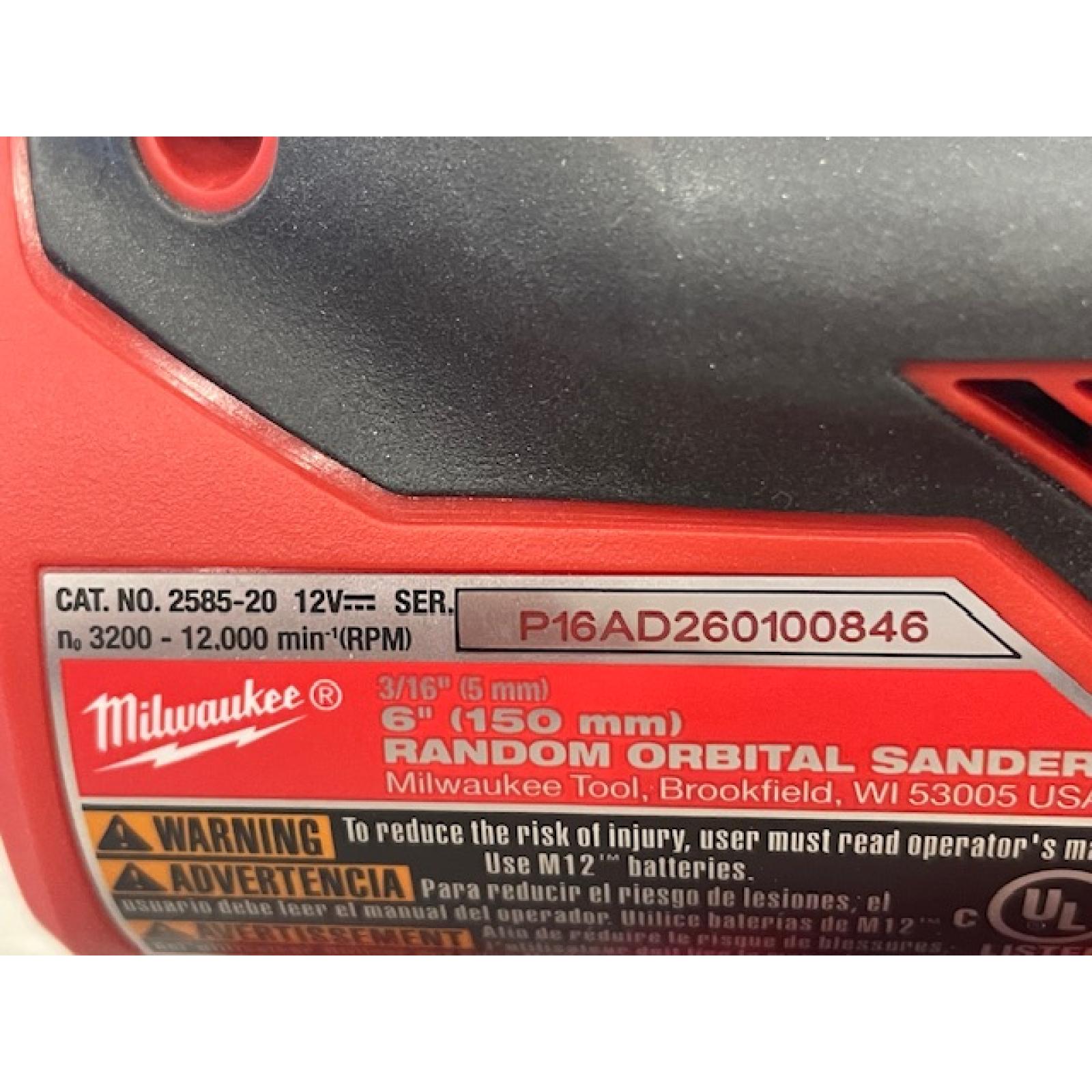 AS-IS Milwaukee FUEL 12V Lithium-Ion Brushless Cordless 6 in. Random Orbital Sander (3/16 in. Orbit) Tool-Only